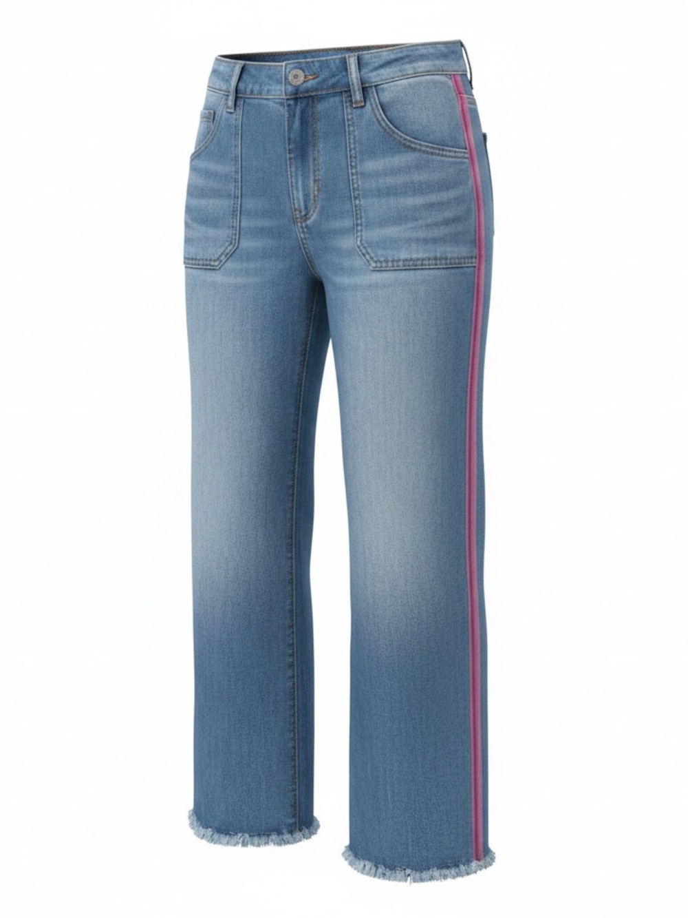 Light Blue Women's Jeans with Pink Side Stripe 
Size large